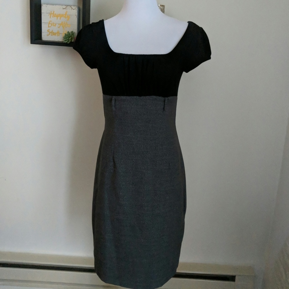 Super Flattering Office Dress Black and Gray